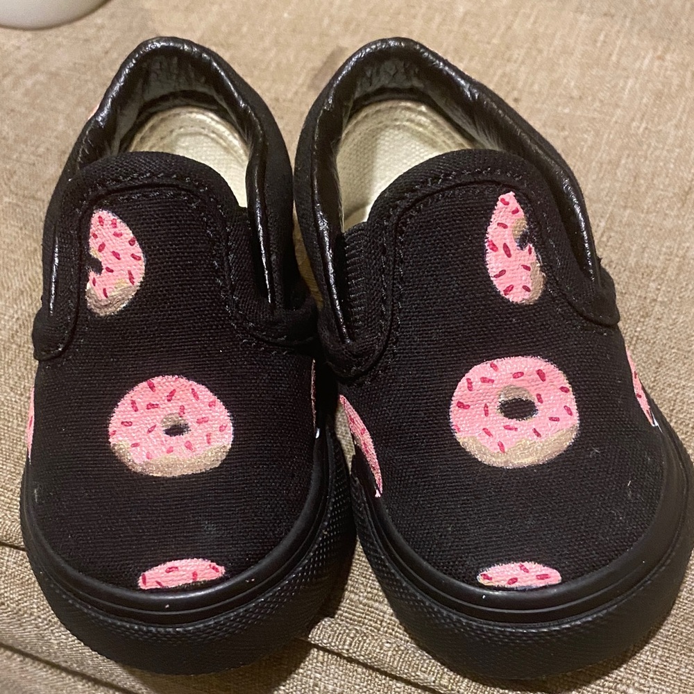 Hand painted donut vans toddler size 2